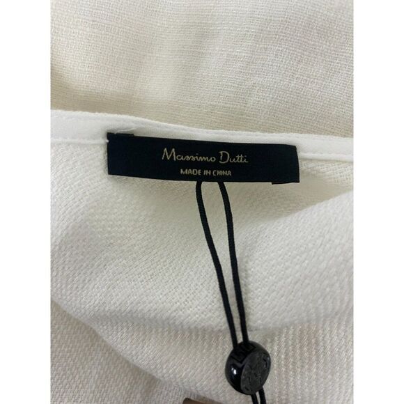 Massimo Dutti Womens Midi Dress M White Linen With Strap Details 6609/609 NWT - Picture 5 of 12